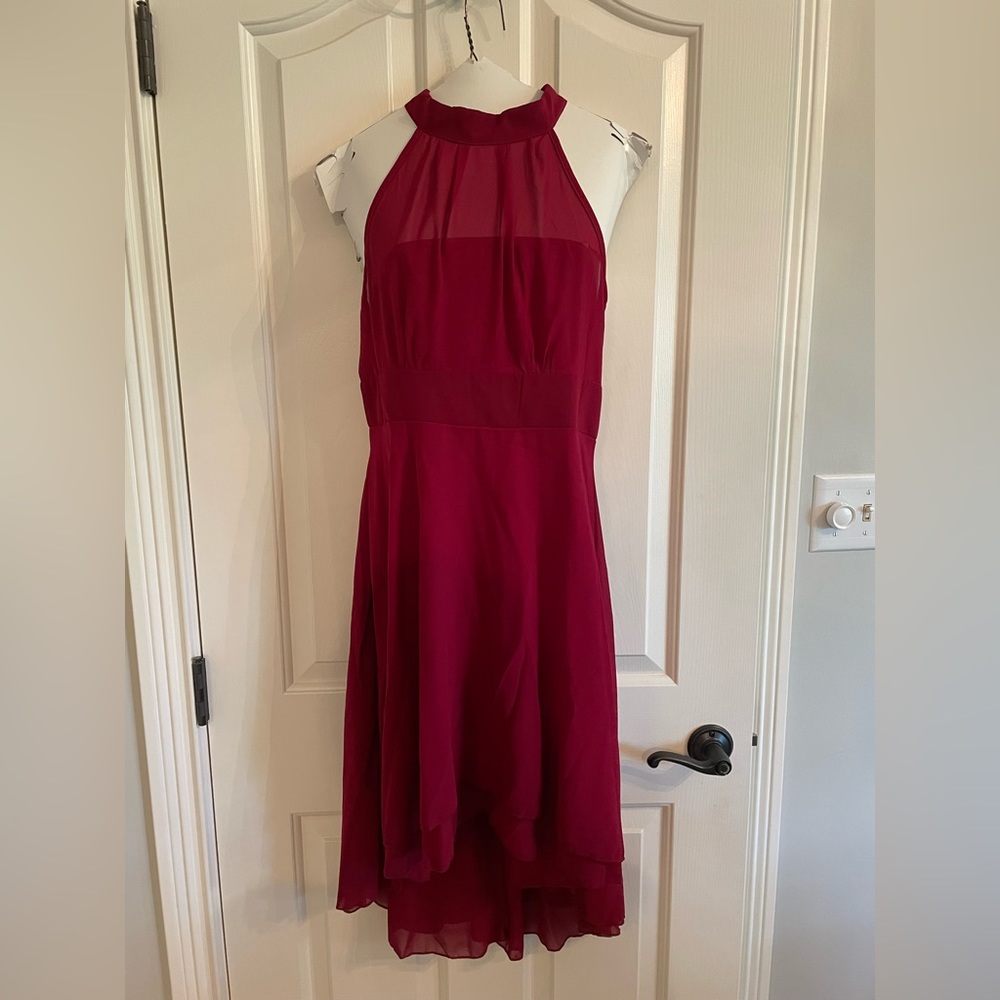 Perfect red dress. Sheer top with built-in bra band. Medium Brand new
